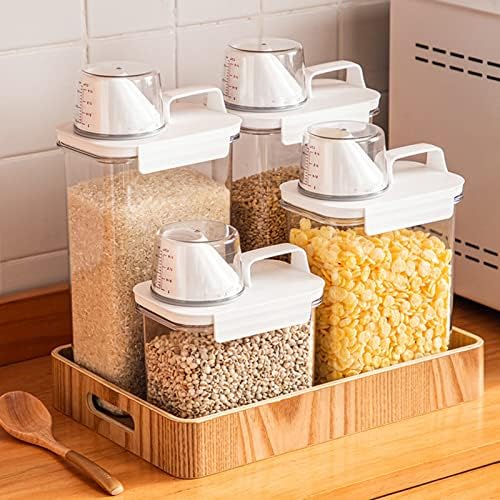 Jarra selada de grasário com medição de xícara de copo de cereal recipiente de armazenamento de cereais domésticos cereais grãos recipientes de armazenamento de barro