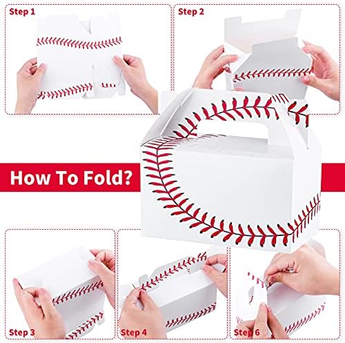 Durony 6.2 Caixas de favor do beisebol 24 PCs Caixas de papelão de papelão Baseball Sports tem temas de festa de presente para