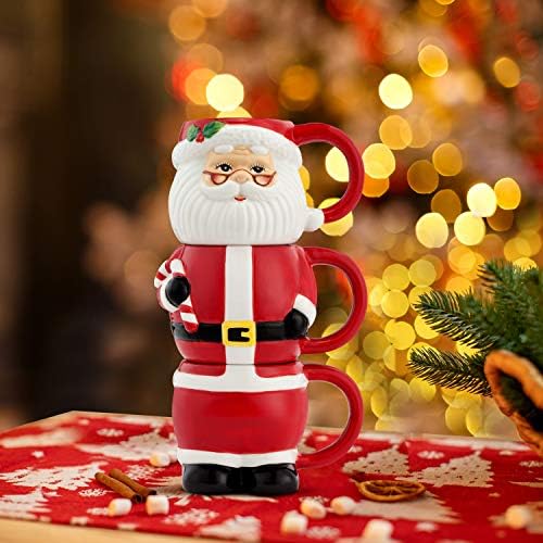 Sr. Christmas empilhando canecas de Papai Noel, um tamanho, vermelho, 85119, 12 oz