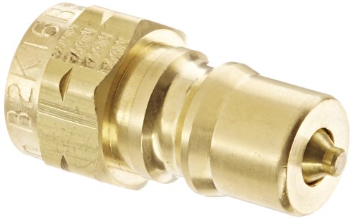 Eaton Hansen B2K16BS Brass ISO-B Intercâmbio de encaixe hidráulico, plugue com válvula, 1/4 -19 BSPP fêmea, 1/4 corpo