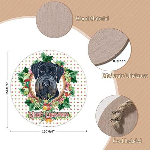 Placa de madeira redonda rústica placa de natal guirlanda coroa de cães fazenda de boas -vindas cabide de porta placar plata
