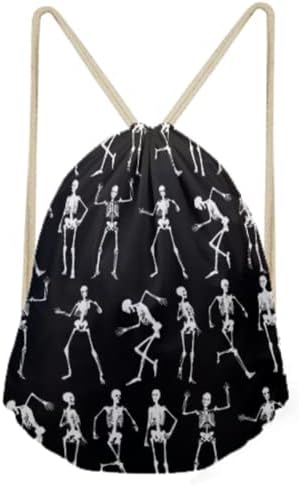 InstantArts Gothic Skull Skeleleton Print Gym Sacos de cordão de ginástica dançarina Backpacks de cordas de cordas pequenas mochilas