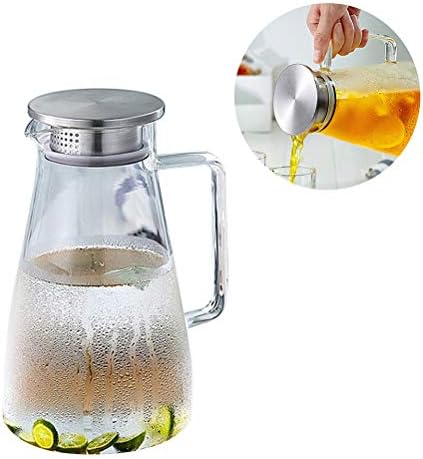 Bule de chá de doitool, 1.5L de chá de chá de vidro beliscas bels kettle chaleira artesanal suco de jarro de flor filtro de aço inoxidável tampa de aço inoxidável