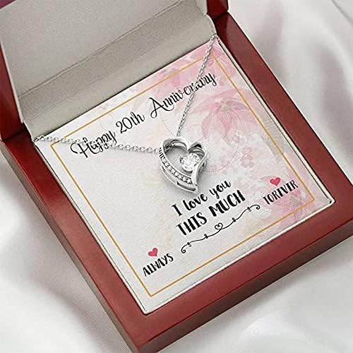 Jóias de cartão de mensagem, colar artesanal - colar feliz do 20º aniversário Presentes para mulheres, presente de joalheria