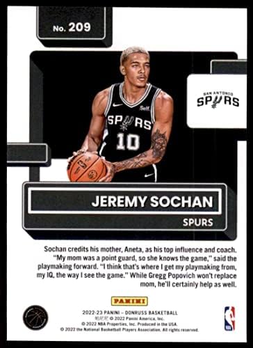 Jeremy Sochan RC 2022-23 Donruss 209 NM+ -MT+ NBA Basketball Spurs Classificado