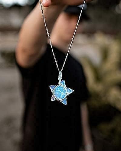 HiJet Opalite Star Shape Tree of Life Wire Winding Winding Pingente de pedra preciosa de pedra preciosa Aproximadamente