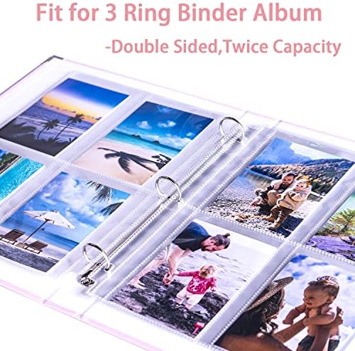 30 pacote 3,5x5 Páginas de recarga de álbum de fotos para fichário de 3 anel, mangas fotográficas ultra-claras segurando