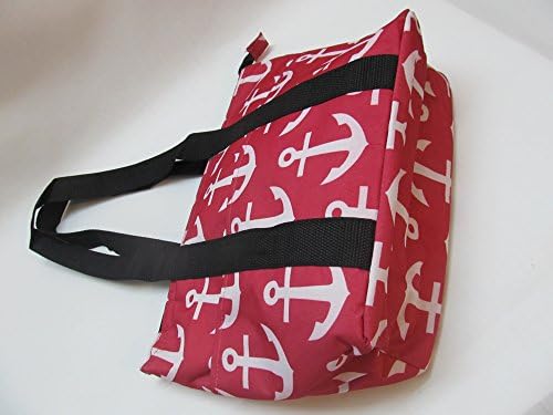 Bata de lancheira de boa bolsa isolada portátil Carregar bolsa de almoço de armazenamento - âncoras rosa - preto