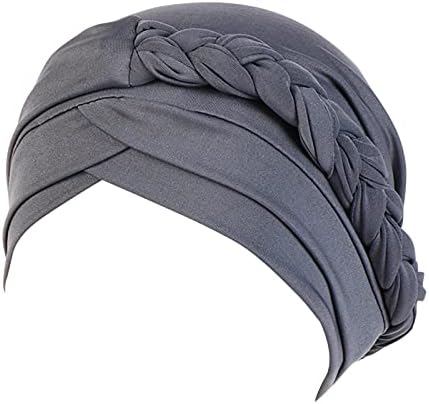 Turbano para mulheres quimioterapia grãos capas de cabelo de cor sólida chapéu muçulmano Twist Knot Caps de crânio elástico