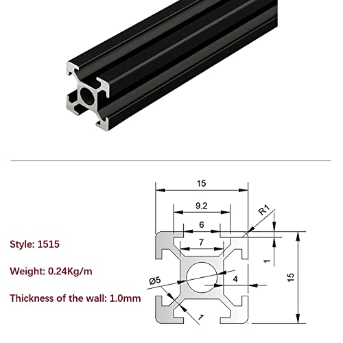 MSSOOMM 4 PACK 1515 Comprimento do perfil de extrusão de alumínio 49,21 polegadas / 1250mm preto, 15 x 15mm 15 Série T tipo T S-slot T-slot Standard Extrusions Perfis de extrusões anodizadas linear linear Lucro para CNC