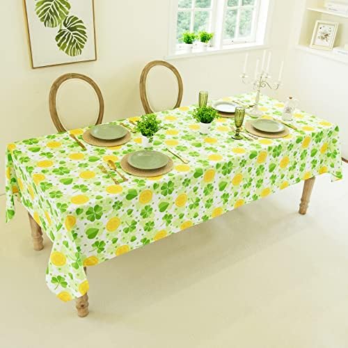 Toclagem de mesa à prova d'água do Dia da Joyfol Day São Patrício, mesa de folha verde lavável reutilizável, tampa de mesa temática de trevo