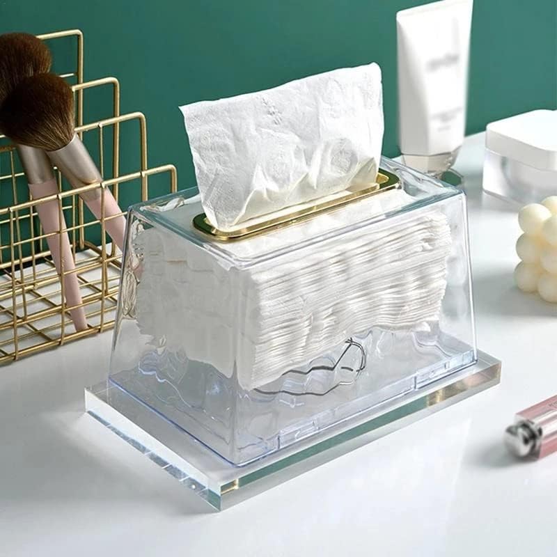 Caixa de tecido Qwerty Caixa de papel transparente transparente Caixa de papel de cristal Caso de guardana
