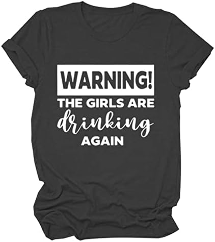 Aviso que as meninas estão bebendo de novo camisa para mulheres amigos engraçados dia bebendo camisa de vinho amante