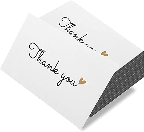 RXBC2011 500 Little Thank You Cards Gold Heart Design Bulk Notes Thank You para todas as ocasiões 3,5 x 2 polegadas