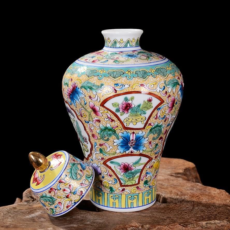 KXDFDC Antigo estilo chinês nobre porcelana nobre de porcelana Palácio Decoração Mardenada Mão Jar de gengibre de cerâmica