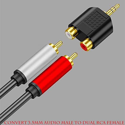 Warmstor 3,5 mm macho para RCA Adaptador feminino conector, 1/8 estéreo masculino para dupla rca feminino adaptador
