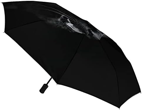 Black Panther Retrato Travel Umbrella Proove Winds 3 Folds Automotor Abra um guarda -chuva dobrável para homens Mulheres