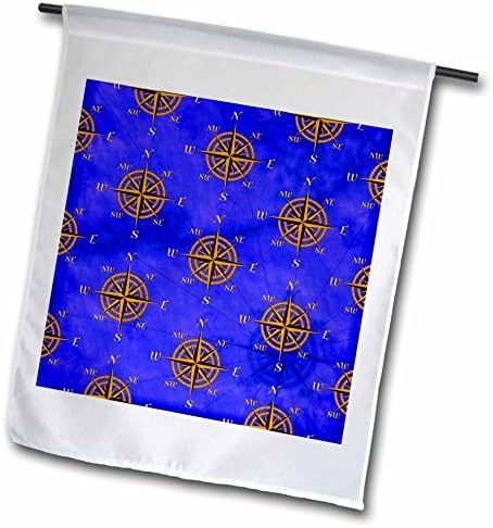 3drose Vintage Compass Pattern em um mapa azul náutico da Florida Keys. - Bandeiras