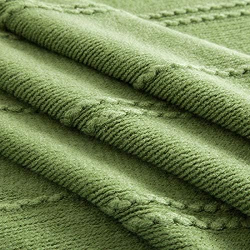Revdddomfly micotão cobertor Green Farmhouse Tabela cobertores com borlas de margo para cama de sofá, 47 x 67, verde
