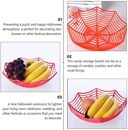 Nuobesty Toy Storage Basket Spider Basket Candy Bowl Plástico truque ou titular de guloseimas para o Halloween decoração em casa FESTIPES DE FESTO DE ESCRITÓRIO 2PCS Bandejas decorativas