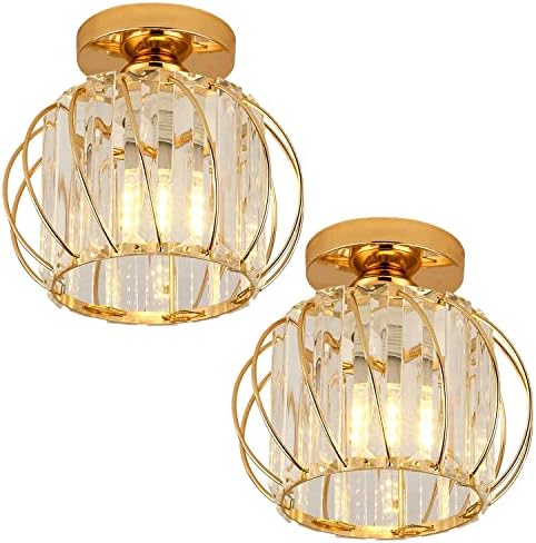 2 pacote semi rubor de montagem LED LIVRA LIVRAÇÕES DE LEITOS DE CRISTAL LUZES DE CRISTAL LUZES CHANDELIER FARMHOUSE Industrial Metal