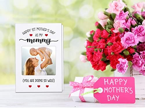 Petcee feliz primeiro cartão de dia das mães para mamãe de bebê, mamãe e eu 1º cartão de foto do dia da 1ª mães para