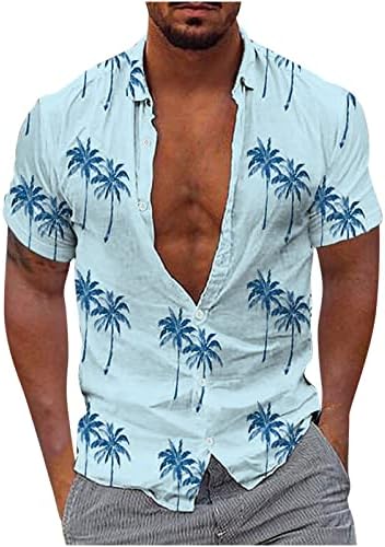 Moda de férias para homens havaianos Moda de manga curta Botão do aloha Tropical Impresso Summer Vacation Beach Circhas Plus Size