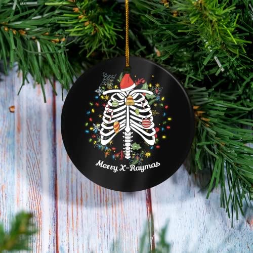 Sun Store Christmas Tree Decoration - Merry Xraymas Radio Technology Rad Tech Ornament Black - Ornamento de Natal e Férias, Ornamento de Cerâmica Rodada de Cerâmica