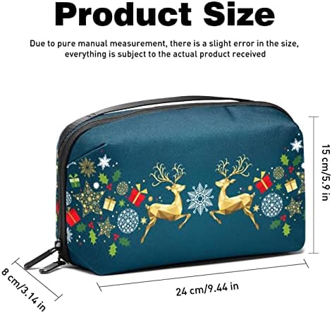 Carteira de bolsa de bolsa de viagem de caixa de transmissão de caixa de transmissão de caixa USB Acessório de bolso de bolso, Elk Snowflake Christmas