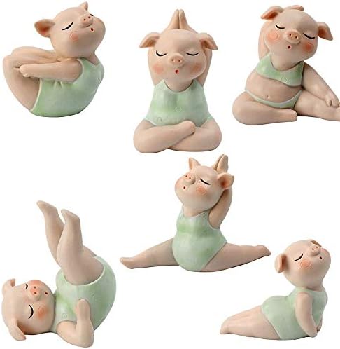 Escultura Yoga Piggy, estatuetas artesanais de resina, estátua decorativa da sala de estar ，