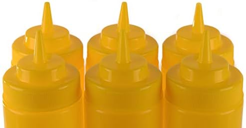 [2 pacote] Garrafa de aperto de condimento de plástico amarelo de 24 oz
