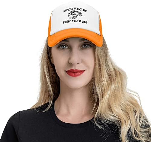 Mulheres querem que eu me peixe me tema, chapéu de caminhão, chapéu de malha de verão, boné de beisebol para homens
