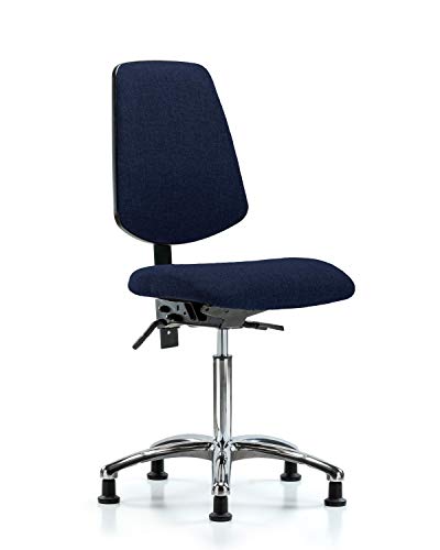 Labtech Seating Lt42174 Cadeira de bancada média, tecido, base cromada média traseira - desliza, azul