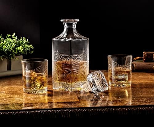 Joyjolt Gatsby Whisky Glass Conjunto de 6 óculos de uísque texturizados para bar. Óculos de pedras antiquadas para escocês, bourbon e licor. Tumblers de uísque exclusivos, conjunto de vidro de rochas ou copo de coquetel