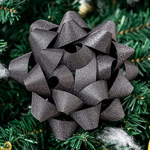 Lezakaa 8 Glitter Gift Bow - Black Self Adhesive Gift Bow para aniversário, Natal, casamento, férias