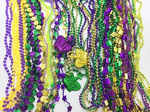 Giftexpress 100 PCs Mardi Gras Metálico Colares de contas para favores de festas, Mardi Gras Party, Parade de Ano Novo, Celebrações