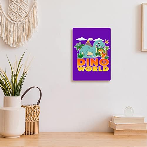 Impressão fotográfica de metal mundial de dinossauros - imagem de decoração fofa - imagem de decoração de desenhos animados