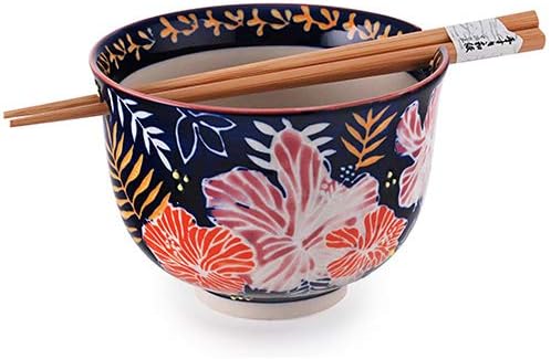 Hinomaru Collection Qualidade Japonês Ramen Udon Noodle Bowl com pauzinhos tigela Conjunto de 5 polegadas de 5 polegadas de diâmetro