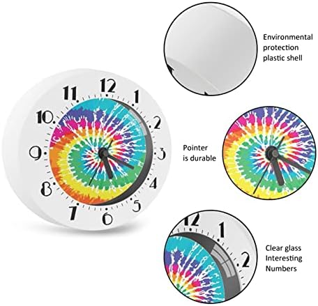 Frestree Watercolor Tie Dye Daring Clock For Kids Silent On Ticking Aprendizando Estudo Relógio de parede Fácil de ver para crianças Alunos Organizador de mesa de bateria Modern Style Decorativo para quarto