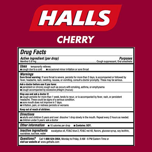 Halls Relief Cherry Tosse gotas, 80 gotas