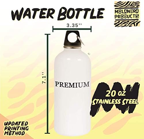 Molandra Products rettie - 20oz Hashtag Bottle de água branca de aço inoxidável com moçante, branco