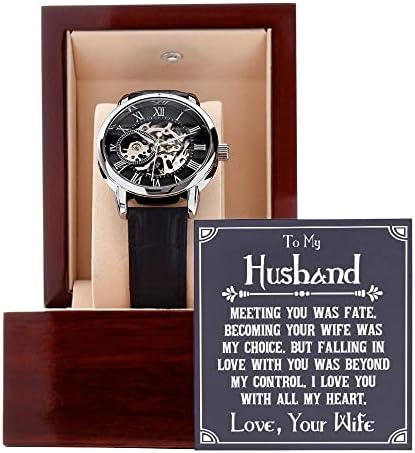 Assista Aberto dos Men com cartão de mensagem, presente para homens, presente para o marido, presente da esposa, o relógio de