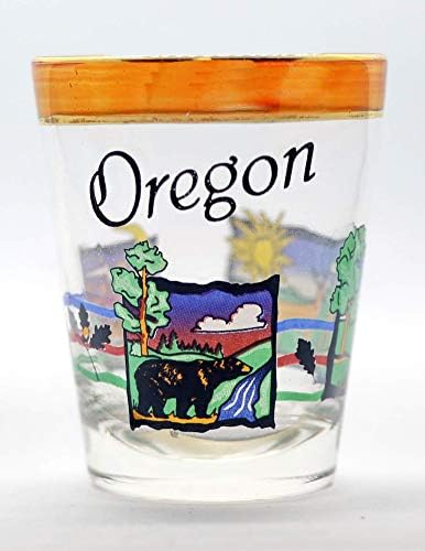 Oregon Pearl TRIM Wildlife Scene Shot Glass