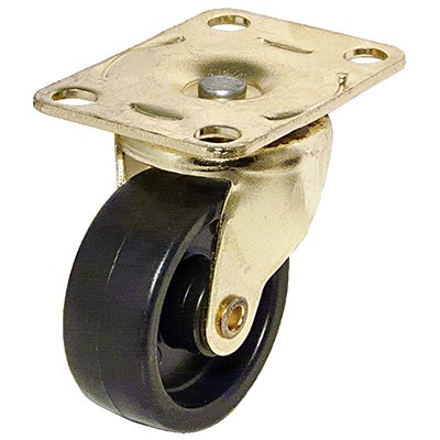 Castante da roda, preto com placa de acabamento de latão, 1-5/8 pol., 2-pk.