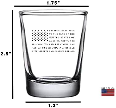 Rogue River Tactical USA Flag Pledge of Flelient Shot Glass Gift para veterano militar ou patriótico americano