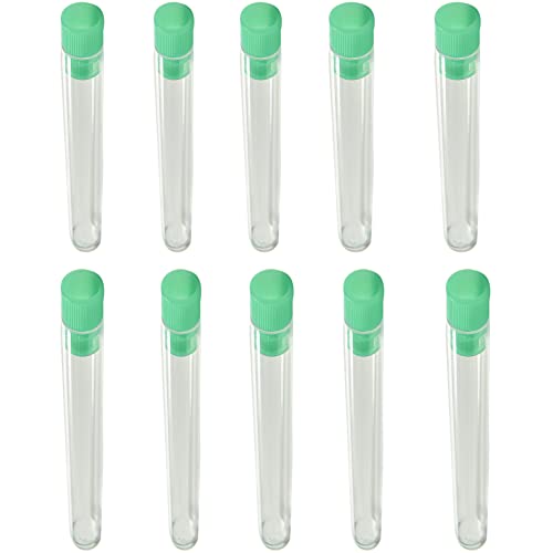 10pcs 7x100mm Tubos de ensaio com tampas verdes Tubos de teste de plástico transparente para Halloween, Christamas, material