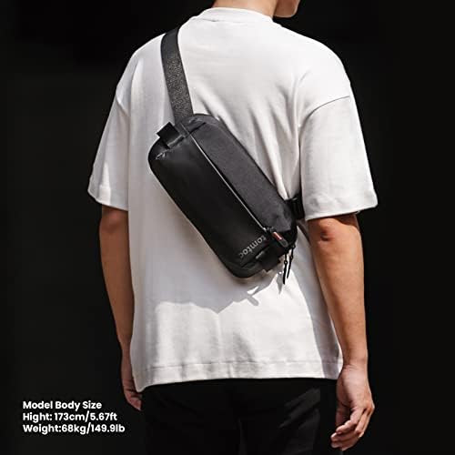 Tomtoc compacto EDC Sling Bag, 4,5l Minhaneira minimalista de ombro no ombro Crossbody Bolsa para homens e mulheres, a água resistente à água todos os dias carregam bolsa casual para táticas, viagens, trabalho, academia, esporte