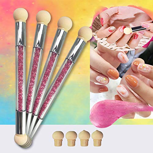 Pincel de unha esponja pincel de unhas colheita de pontapé gradiente de caneta ferramentas de arte unhas com 4 cabeças de substituição