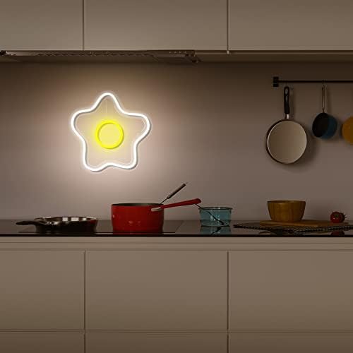 Decoração de parede de sinal de néon para restaurante de cozinha ovo frito forma de néon sinal USB lâmpada noturna parede pendurada led led let tabela decoração de casa, 13 polegadas