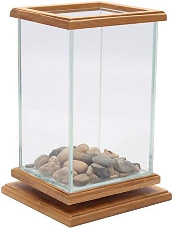 Teerwere Fish Bowl Praça rotativa com mini -aquário Block Block Block Tank de peixes Decoração de Mesa de Mesa de Mesa Caixa de Feia